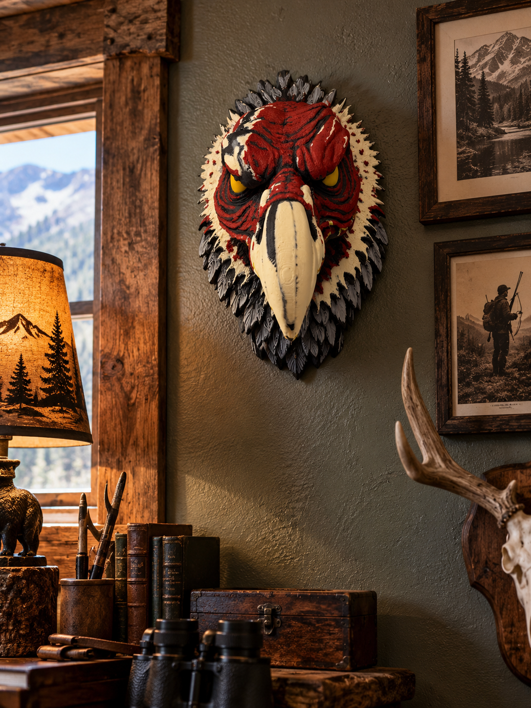 Vulture Head Wall Mount, Gothic 3D Printed Wall Art.